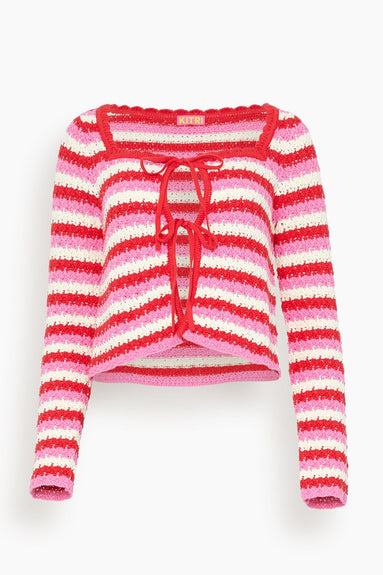 Kitri Tops Dionne Knit Cardigan in Pink Stripe