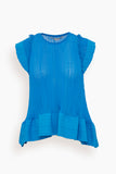 Plisse Froth Knit Top in Cerulean Blue