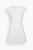 Scallop Cap Sleeveless Dress in White Swiss Dot