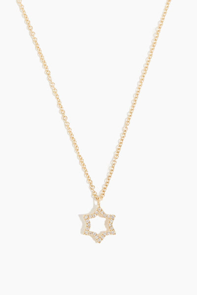 Hexagram Single Cut Diamond Necklace in 14k Gold