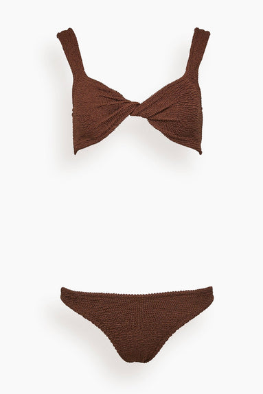 Hunza G Swimwear Juno Bikini in Metallic Chocolate