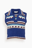 Sutton Crochet Vest in Blue