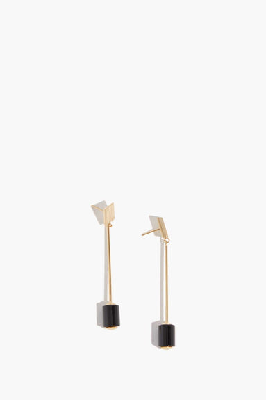 Aliita Earrings Yellow Gold Deco Cilindro Earrings in Black