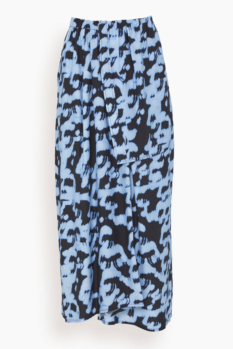 Christian Wijnants Sajka Elastic Waistband Skirt in Blue Reptile