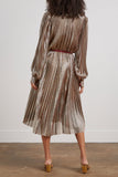 Forte Forte Dresses Plisse Laminated Tulle Crossover Dress in Platino