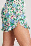 Ganni Shorts Light Cotton Ruffle Shorts in Floral Azure Blue Ganni Light Cotton Ruffle Shorts in Floral Azure Blue