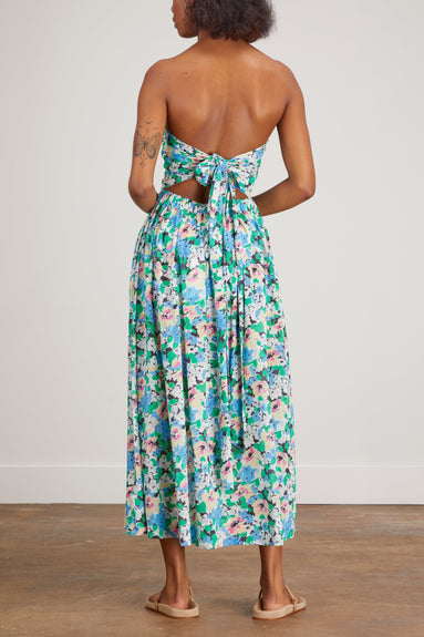 Ganni Dresses Light Cotton Tieband Wrap Dress in Floral Blue Azure Ganni Light Cotton Tieband Wrap Dress in Floral Blue Azure