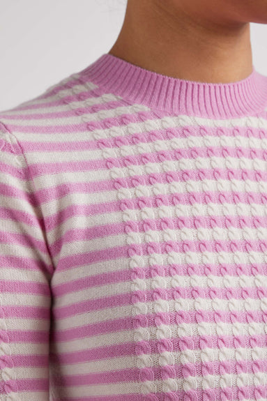 Ganni Tops Striped Cashmere Mix Top in Carmine Rose