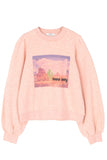 Ganni Clothing Boss Lady Puff Sweatshirt in Silver Pink