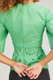Ganni Tops Broderie Anglaise Puff Sleeve Top in Kelly Green