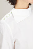 Ganni Tops Cotton Poplin Asymmetrical Collar Shirt in Bright White