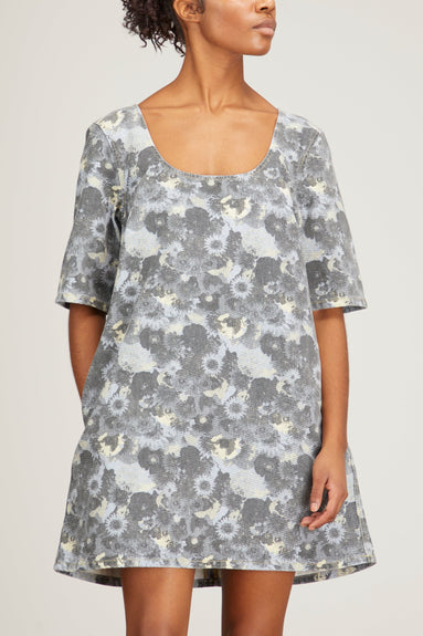 Ganni Dresses Print Denim Mini Dress in Brunnera Blue