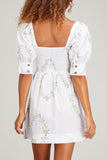 Ganni Dresses Printed Smocked Poplin Dress in Floral Shape Bright White