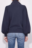 Ganni Clothing Roll Neck Rope Sweatshirt in Total Eclipse