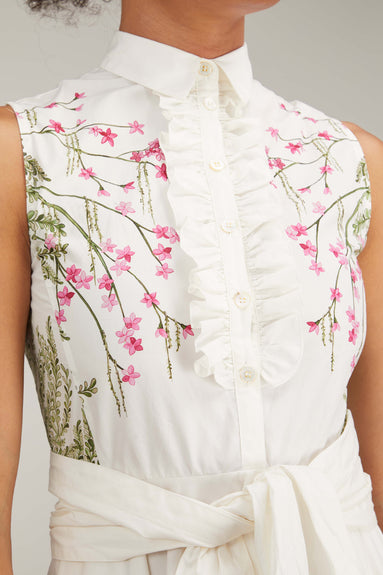 Giambattista Valli Dresses Popeline Flowered Willow Print Dress in Ivory/Multi Giambattista Valli Popeline Flowered Willow Print Dress in Ivory/Multi