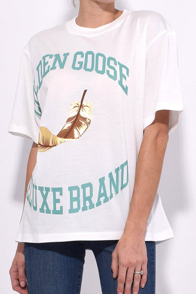 Golden Goose Clothing Bernina T-Shirt in White/Gold College Golden Goose Bernina T-Shirt in White/Gold College