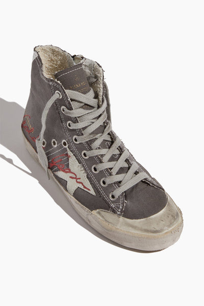 Golden Goose Sneakers Francy Penstar Sneaker in Charcoal/Grey/Ice/Red Golden Goose Francy Penstar Sneaker in Charcoal/Grey/Ice/Red