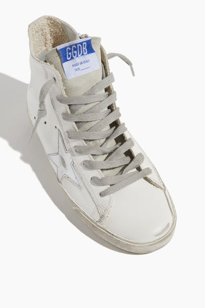 Golden Goose High Top Sneakers Francy Sneaker in White/Silver/Milk Golden Goose Shoes Francy Sneaker in White/Silver/Milk