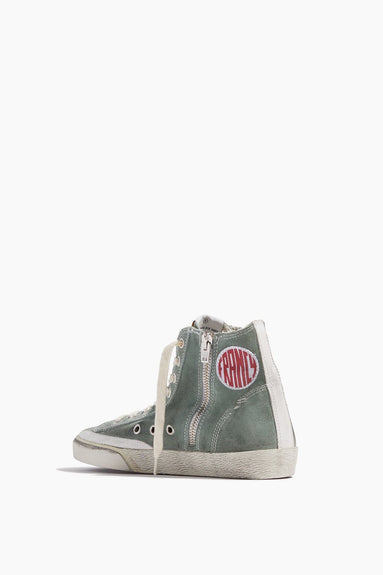 Golden Goose Shoes Sneakers Francy Suede Sneaker in Military Green/Silver/White Golden Goose Shoes Francy Suede Sneaker in Military Green/Silver/White
