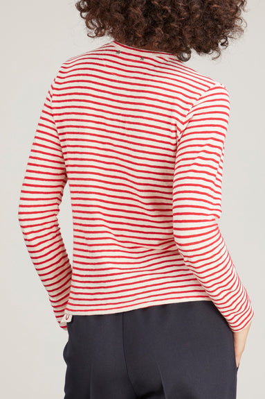 Golden Goose Tops Long Sleeve T-Shirt in Ecru/Tango Red