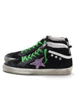 Golden Goose Shoes Mid Star Sneakers in Black Damask Velvet/Multiglitter Star Golden Goose Mid Star Sneakers in Black Damask Velvet/Multiglitter Star