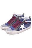 Golden Goose Shoes Mid Star Sneakers in Navy Suede/White Star
