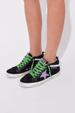 Golden Goose Shoes Mid Star Sneakers in Black Damask Velvet/Multiglitter Star Golden Goose Mid Star Sneakers in Black Damask Velvet/Multiglitter Star
