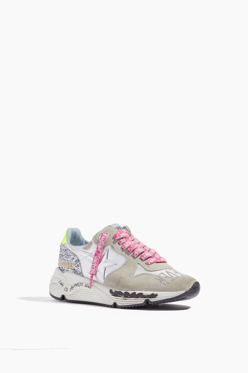 Golden Goose Shoes Running Sneaker in Silver/Ice/White/Yellow Fluo