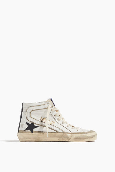 Golden Goose High Top Sneakers Slide Leather Sneaker in White/Yellow/Black/Taupe Golden Goose Shoes Slide Leather Sneaker in White/Yellow/Black/Taupe