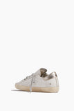 Golden Goose Shoes Sneakers Superstar Sneaker with Lasercut Flag and Star in White/Brown/Platinum Golden Goose Shoes Superstar Sneaker with Lasercut Flag and Star in White/Brown/Platinum
