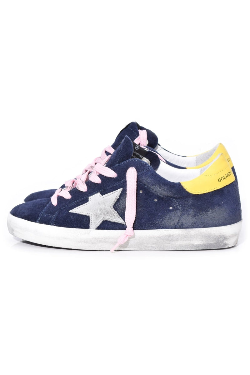 Golden Goose Superstar Sneaker in Cream/Silver/Blue – Hampden Clothing