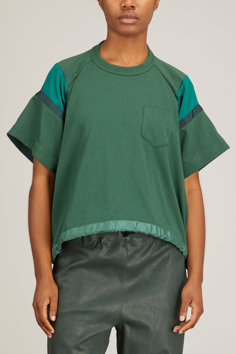 Sacai Solid Satin x Cotton Jersey T-Shirt in Green – Hampden Clothing