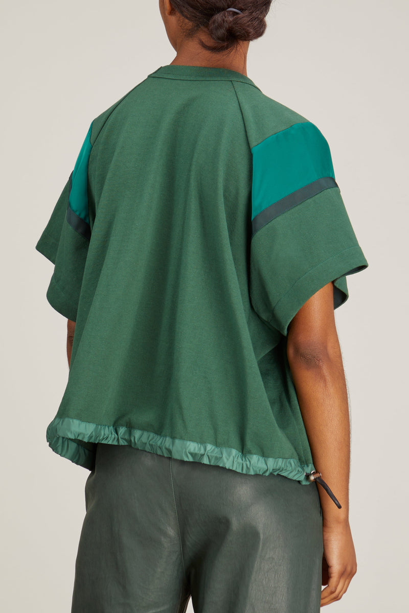 Sacai Solid Satin x Cotton Jersey T-Shirt in Green – Hampden Clothing