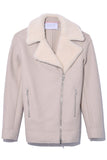 Harris Wharf Clothing Long Biker Jacket in Cream