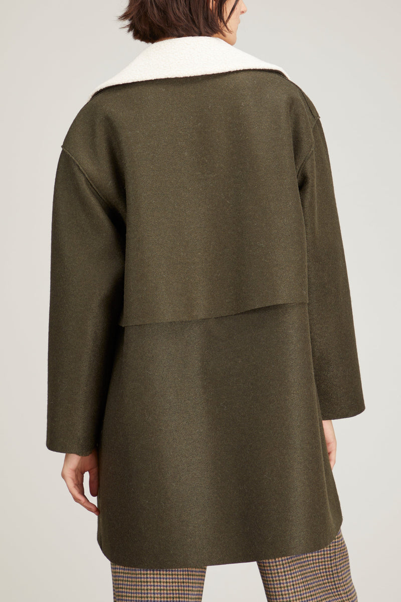 Harris Wharf Oversized Double Breasted Coat in Moss Green