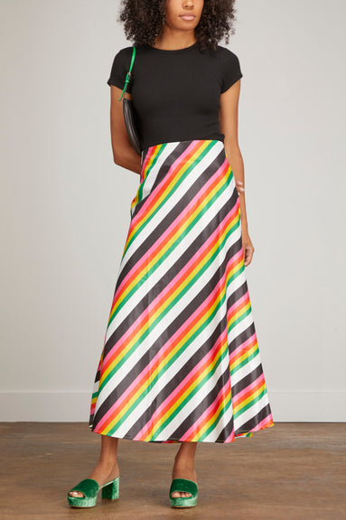 Christopher John Rogers Skirts Patio Stripe Bias Skirt in Rainbow Multi