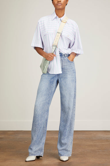 Etoile Isabel Marant Tops Nulenci Short Sleeve Top in Green/Lilac