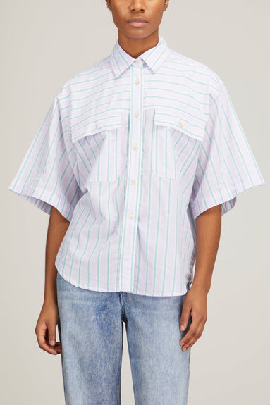 Etoile Isabel Marant Tops Nulenci Short Sleeve Top in Green/Lilac