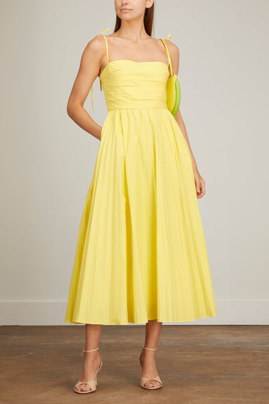 Simkhai Dresses Caroline Pleated Midi Dress in Limoncello Jonathan Simkhai Caroline Pleated Midi Dress in Limoncello