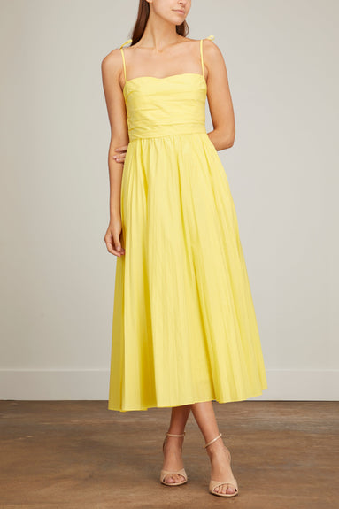 Simkhai Dresses Caroline Pleated Midi Dress in Limoncello Jonathan Simkhai Caroline Pleated Midi Dress in Limoncello