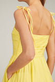 Simkhai Dresses Caroline Pleated Midi Dress in Limoncello Jonathan Simkhai Caroline Pleated Midi Dress in Limoncello