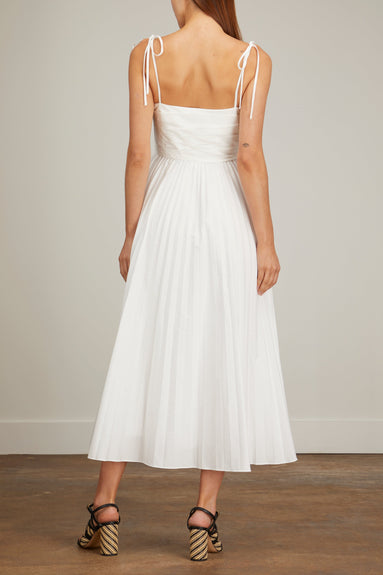Simkhai Dresses Caroline Pleated Midi Dress in White Jonathan Simkhai Caroline Pleated Midi Dress in White