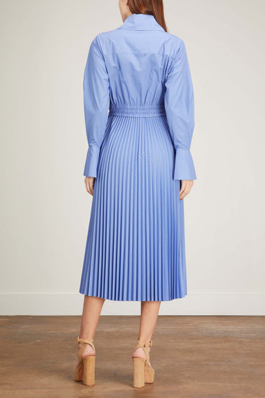 Jonathan Simkhai Dresses Elka Pleated Poplin Midi Shirt Dress in Hydrangea