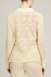 Jonathan Simkhai Tops Paxton Crochet Coverups Collared Cardigan in Ceramic