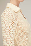 Jonathan Simkhai Tops Paxton Crochet Coverups Collared Cardigan in Ceramic