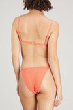 Jonathan Simkhai Swimwear Moxie Seersucker Striped String Bikini Bottom in Chili Stripe