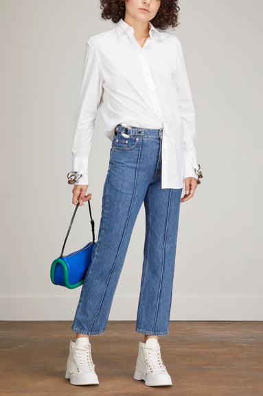 JW Anderson Jeans Chain Link Slim Jeans in Light Blue