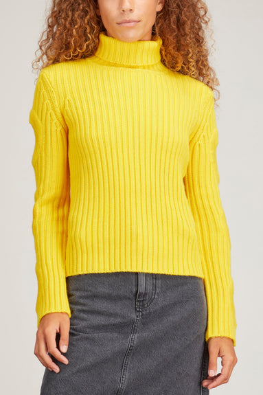 JW Anderson Sweaters Cut Out Sleeve Turtleneck Jumper in Yellow