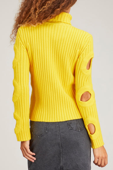 JW Anderson Sweaters Cut Out Sleeve Turtleneck Jumper in Yellow