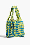 JW Anderson Top Handle Bags Flat Knitted Shopper Bag in Lime/Cyan Blue JW Anderson Flat Knitted Shopper Bag in Lime/Cyan Blue